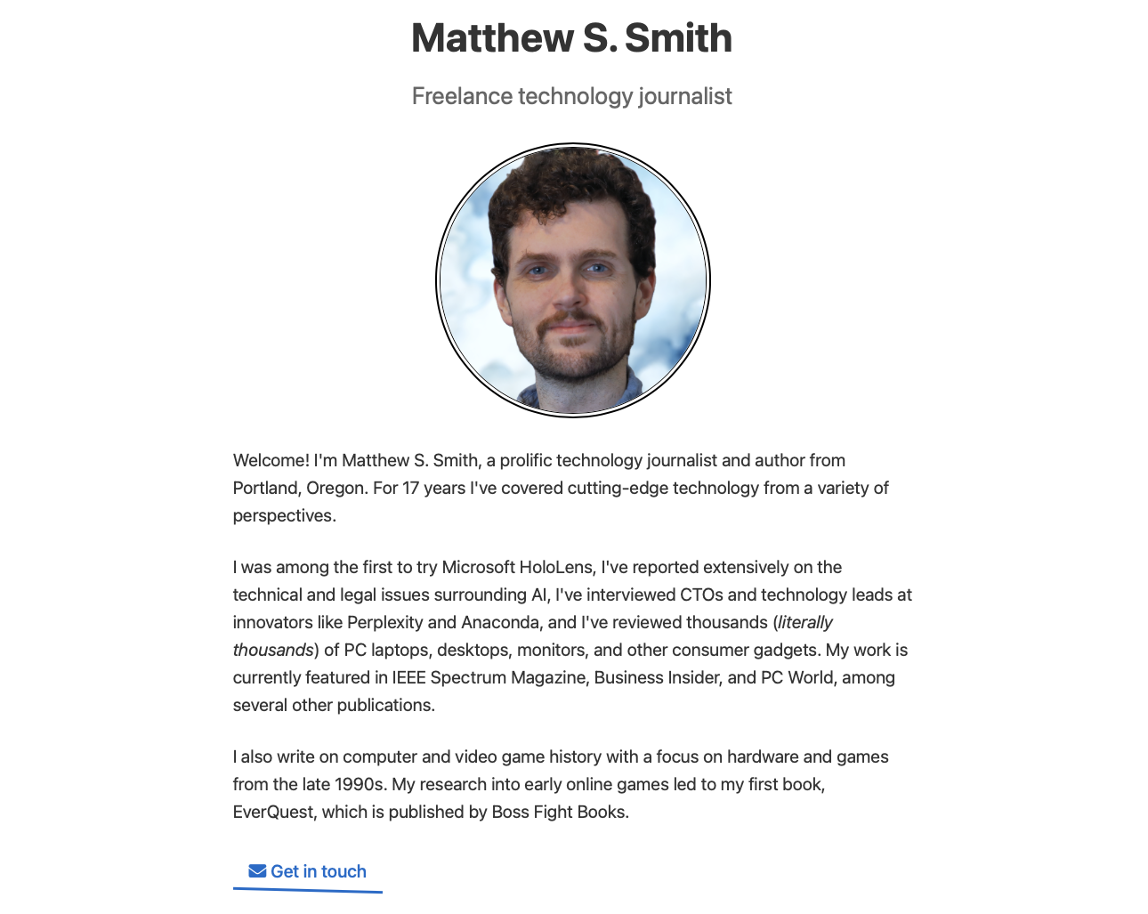 Matt on Tech Website